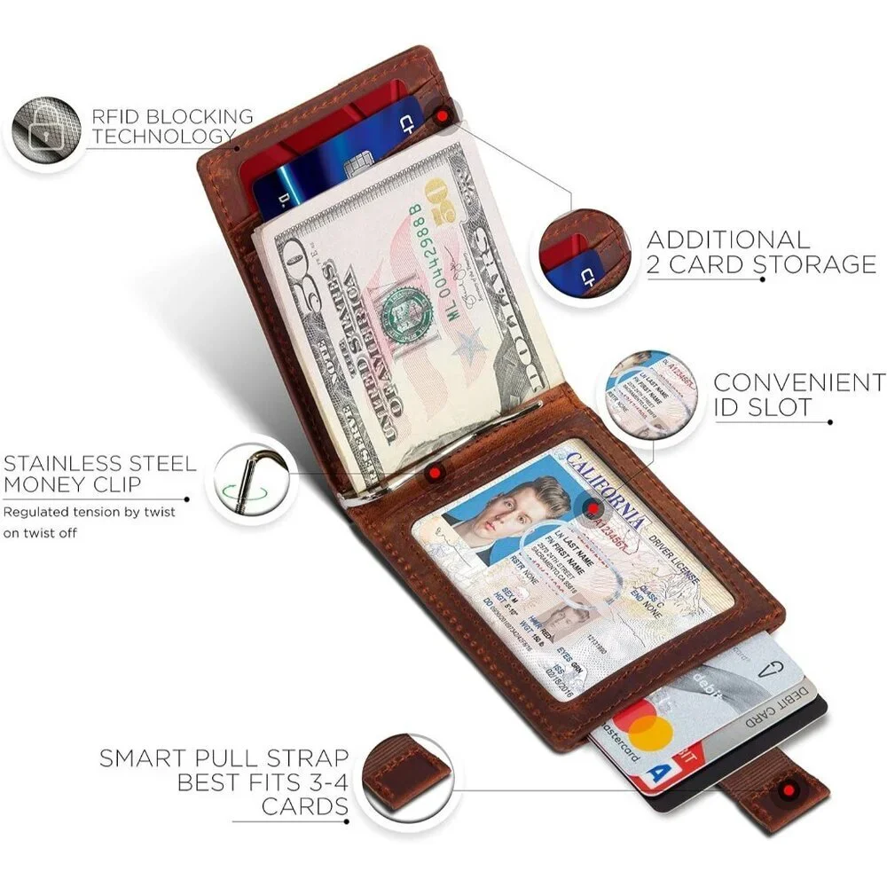 Men's Canyon Red 1.0 Vegan Leather Front 2 Pocket Wallet Card Designed